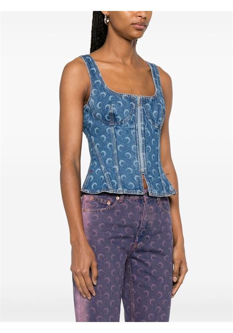 bustier top moon laser denim woman blue MARINE SERRE | WTO408A CDEN0002BL05